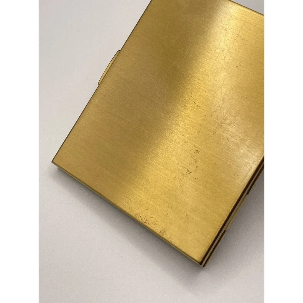 Vintage Elgin American Gold Tone‎ Etched Makeup Compact Mirror Mother Of Pearl